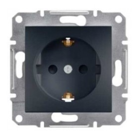 Розетка одинарная с защ.шторками без рамки антрацит Asfora, EPH2900271