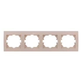 Рамка четырехместная горизонтальная кремовая, Deriy, Lezard