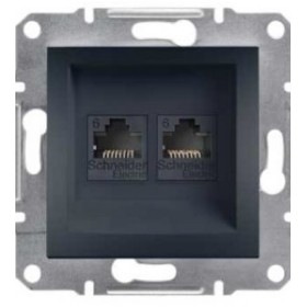 Розетка компьютерная 6 UTP двойная без рамки антрацит Asfora, EPH4800171