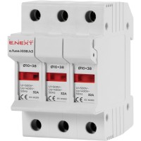 Утримувач запобіжника E.Next e.fuse.1038.h3 на DIN-рейку 10х38 3р 32А (i0300003)