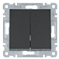 Двухклавишный выключатель Hager WL0043 Lumina 10АХ/230В (черный)