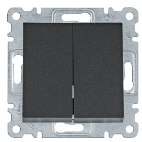 Двухклавишный выключатель Hager WL0043 Lumina 10АХ/230В (черный)