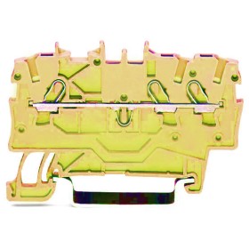 Проходная клемма Wago 2000-1306 для DIN-рейки 35х15 и 35х7,5 Push-in Cage Clamp® Ex e II 1мм² (желтая)