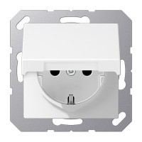 Розетка з накладкою Jung A A1520BFKLWWM з кришкою білий