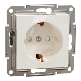 Розетка з заземленням та шторками Schneider Electric Asfora без рамки кремова (EPH2970223)