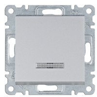 Универсальный выключатель Hager WL0222 Lumina 10АХ/230В с подсветкой (серебристый)