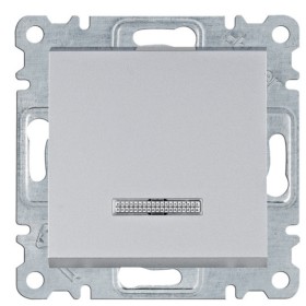 Универсальный выключатель Hager WL0222 Lumina 10АХ/230В с подсветкой (серебристый)