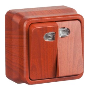 Двухклавишный выключатель Gunsan 1052400100104 Misya с подсветкой (черешня)