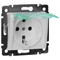 Механізм розетки із з/к та кришкою Valena IP44 білий