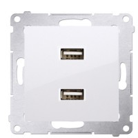 Двойная розетка Kontakt Simon Simon 54 Premium DC2USB.01/11 с USB зарядкой 2.1А (белый)