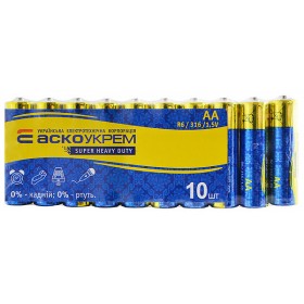 Солевая батарейка Аско-Укрем AА.R6.SP10 (shrink 10)