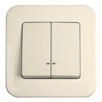 Вимикач 2-клавішний кремовий VIKO Rollina
