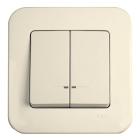 Вимикач 2-клавішний кремовий VIKO Rollina