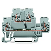 Дворівнева клема Wago 870-540/281-411 з діодом 1N4007 для DIN-рейки (анод справа) 2,5 мм (сіра)