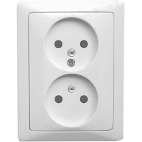 Подвійна розетка E.Next e.lux.1222L.2gz.ivory слонова кістка (ins0040066)