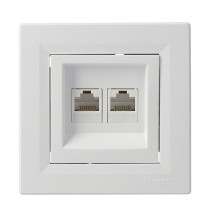 Розетка комп'ютерна RJ45 кат.6 UTP подвійна біла Asfora, EPH4800121