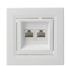 Розетка компьютерная RJ45 кат.6 UTP двойная белая Asfora, EPH4800121