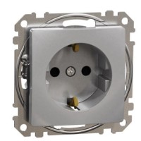 Розетка Schneider Electric Sedna Design & Elements з заземленням та шторками алюміній SDD113022