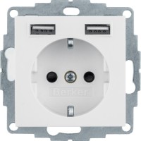 Розетка с 2 разъемами USB type A 16А/250В Berker S.1/B.3/B.7 (белая)