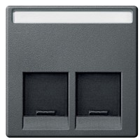 Центральна панель комп'ютерної розетки подвійна RJ11 або RJ45 антрацит Merten, MTN466514