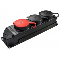 Каучуковая колодка Аско-Укрем 3Р+РЕ 1×25А/2×16A*2P+PE 3-х местная с крышкой (A0250010013)