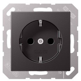 Розетка з накладкою Jung Eco Profi EP1420AN із заземленням антрацит