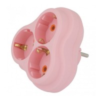 Тройник Nilson 3 гнезда с заземлением розовый ( 40520101 )