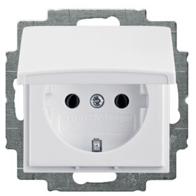 Розетка ABB Basic 55 20 EUK-94-507 с заземлением и крышкой (белая)