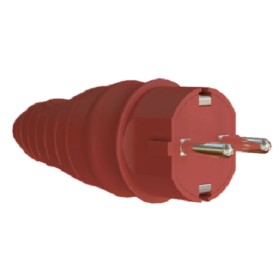 Вилка Neomax каучукова з заземленням червона (NX2200)
