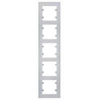 Вертикальная пятиместная рамка Hager WL5652 Lumina-Intense 5X (серебристая)