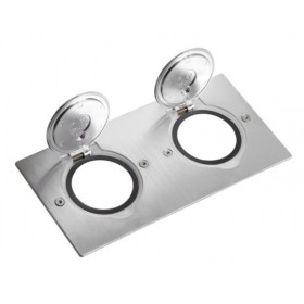 Напольный двойной розеточный люк Legrand 89702 (нержавеющая сталь)