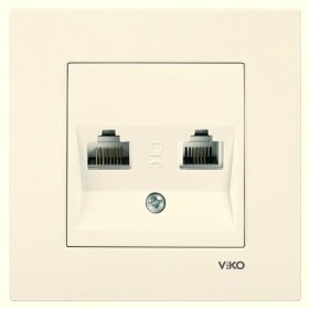 Розетка комп'ютер-телефон (RJ45 Cat 6, RJ11), кремова, Karre