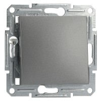 Выключатель 1-клавишный без рамки сталь Asfora, EPH0100162