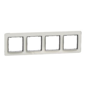 Четырехпостовая рамка Schneider Electric Sedna Elements искусственное белое стекло SDD360804