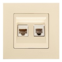 Розетка комп'ютерна + телефонна Gunsan Eqona крем