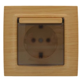 Розетка ELBI ZENA Woodline клен 1-я с крышкой с рамкой ( 500-012700-218 )