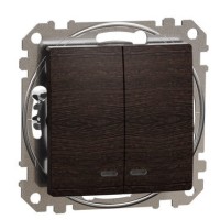 Двоклавішний вимикач Schneider Electric Sedna Design & Elements з підсвіткою венге SDD181105L