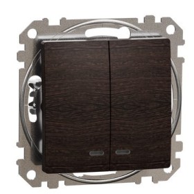Двоклавішний вимикач Schneider Electric Sedna Design & Elements з підсвіткою венге SDD181105L