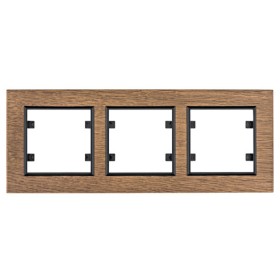 Горизонтальная трехместная рамка Hager WL9236 Lumina-Passion 3Х (дерево дуб)