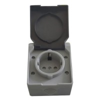 Розетка TNSy SURFACE з заземленням та кришкою IP54 сірий (TNSy5000169)