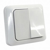 Двухклавішний вимикач Sokol накладний білий (7.2.1.89224)