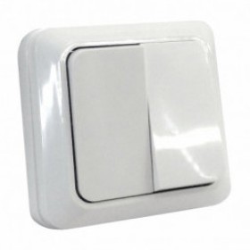 Двухклавішний вимикач Sokol накладний білий (7.2.1.89224)