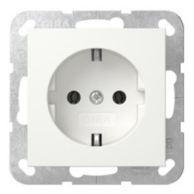 Розетка Gira System 55 с заземляющим контактом белая глянцевая (418803)