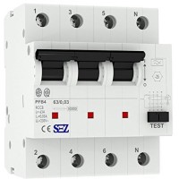 Пристрій захисного відключення (диференціальне реле) SEZ PFB4 63A/0,03A-4 P (PFB4_63A/0,03A)