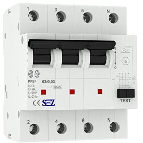 Пристрій захисного відключення (диференціальне реле) SEZ PFB4 63A/0,03A-4 P (PFB4_63A/0,03A)