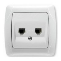 Розетка телефонна подвійна (2хRJ11, Cat3) біла Carmen