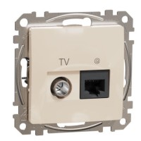 Кінцева TV-розетка Schneider Electric Sedna Design & Elements та RJ45 кат. 6 UTP бежева SDD112469T