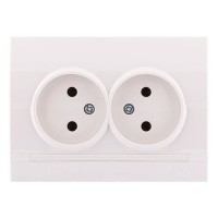 Розетка подвійна, біла, Deriy, Lezard