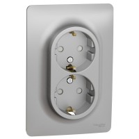 Двойная розетка Schneider Electric NU206730 (винтовой зажим) (алюминий)