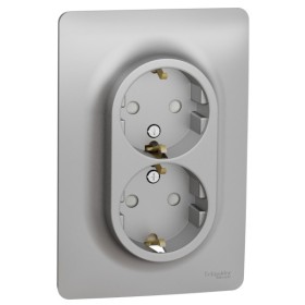 Двойная розетка Schneider Electric NU206730 (винтовой зажим) (алюминий)